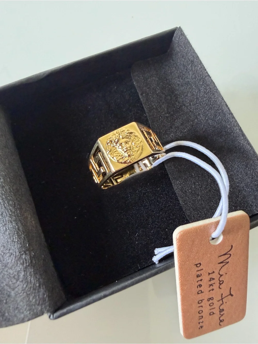 14k Gold Medusa head Signet Ring